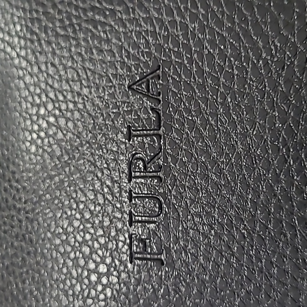 Furla Unisex Black Pebbled Leather Travel Zipper Cosmetics Case